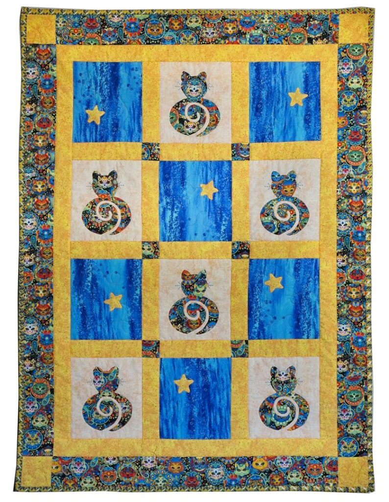 Child's quilt, cat quilt, cat applique, Fabric Cafe "Perfect Pets"