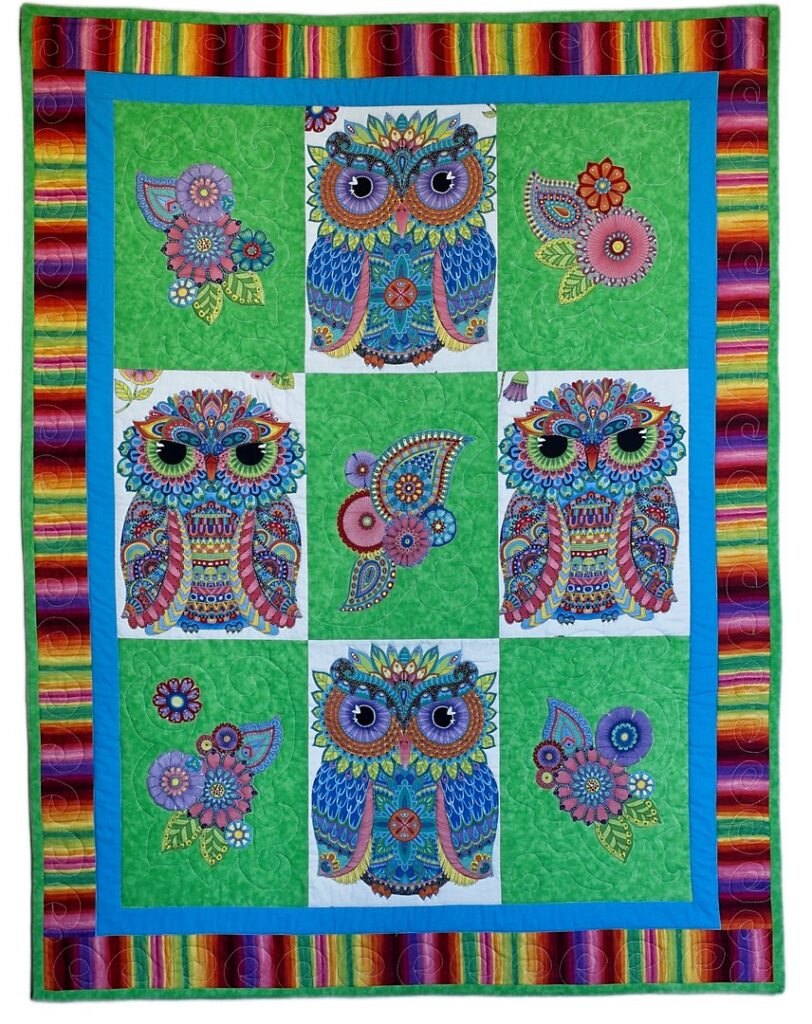 Child's quilt, owl quilt, paisley applique, Project Linus quilt, Spingarn quilts